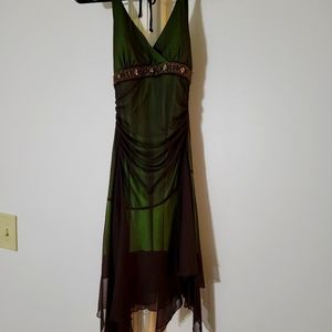 Brown and Green special occasion dress - Small